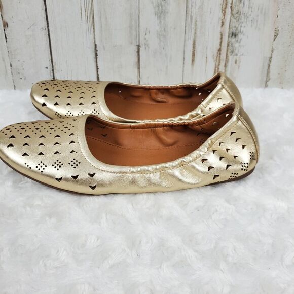 Franco Sarto Brewer Leather Ballet Flats Metallic Gold Size 6 - Picture 2 of 10